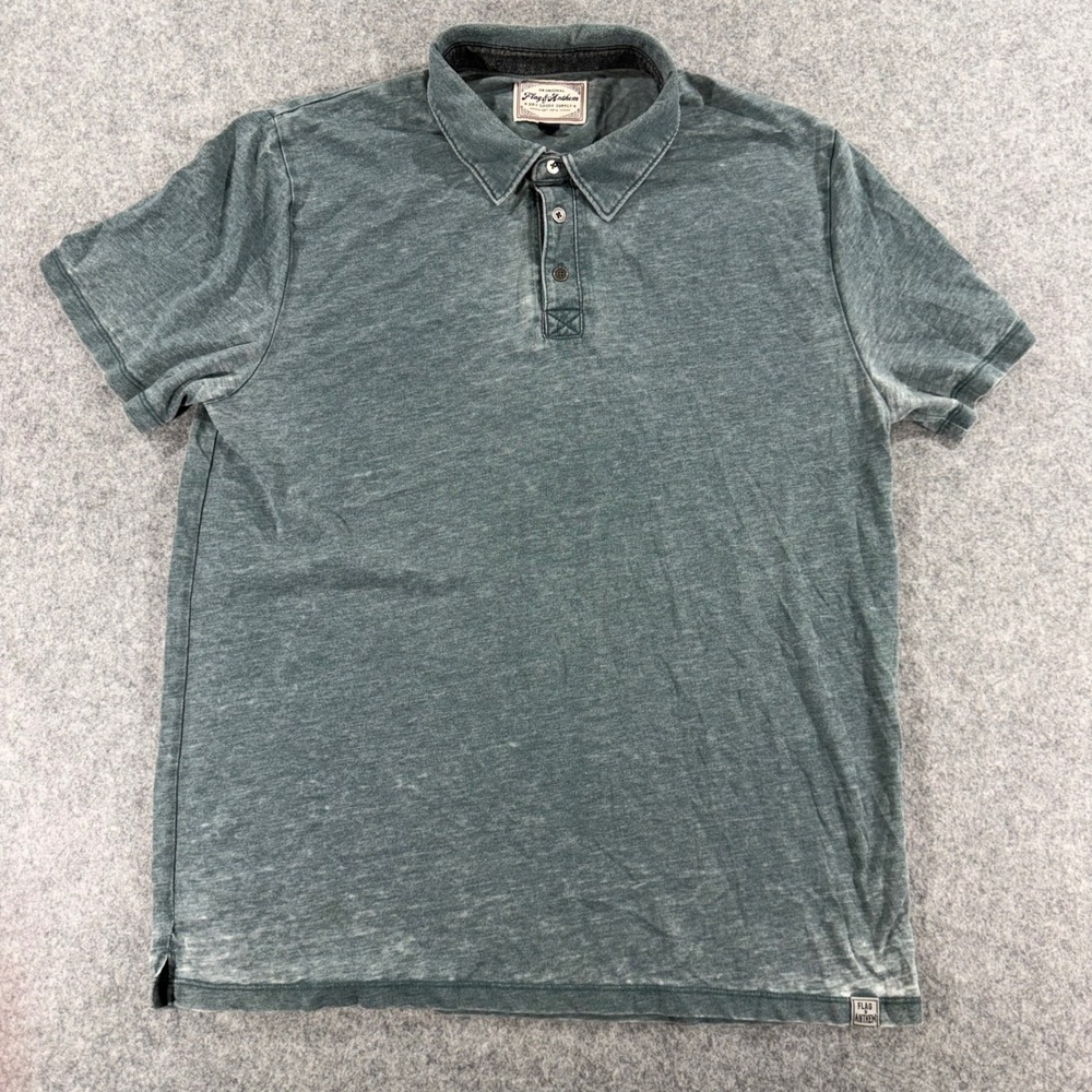 Flag & Anthem Mens Short Sleeve Polo Shirt Faded Teal Green Casual Size M